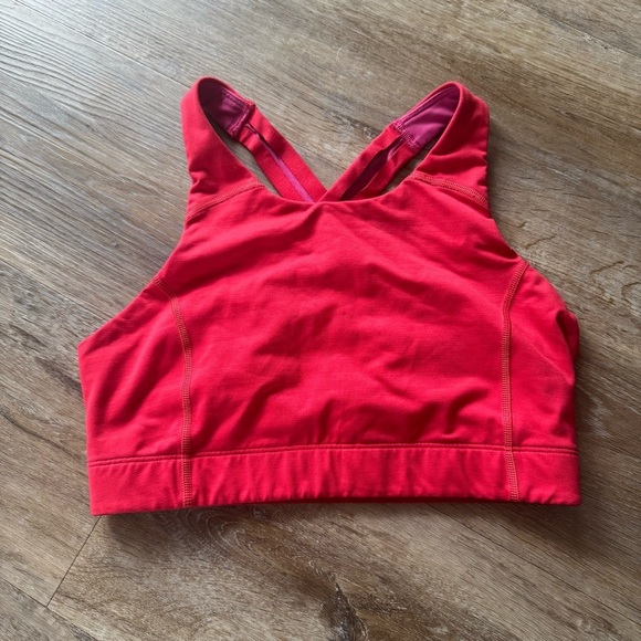 Outdoor Voices Women's Small Red Pink Sports Bra Criss Cross Back Active No Pads - Picture 1 of 5